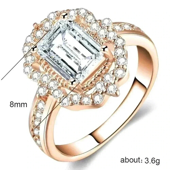 Gorgeous Bridgerton Regency Era Look 14k Rose Gold Over Silver Diamond Ring - Picture 4 of 5